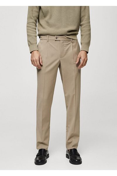 MANGO Man Pleated Cold Wool Pants