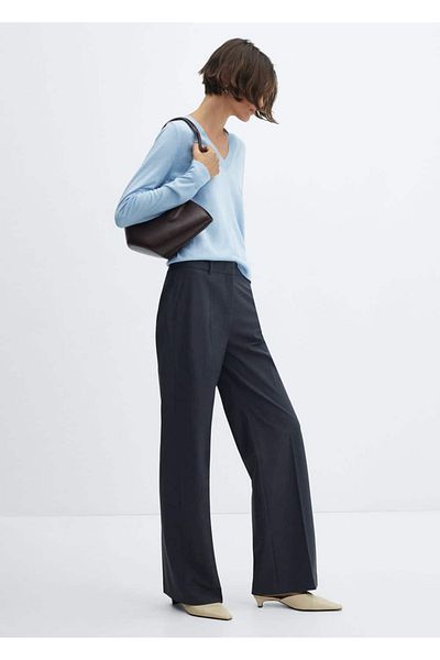 MANGO Woman Design de pulover de tricotaje cu decolteu în V