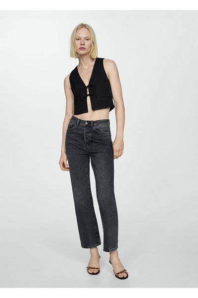 MANGO Woman Front seam straight cut jeans