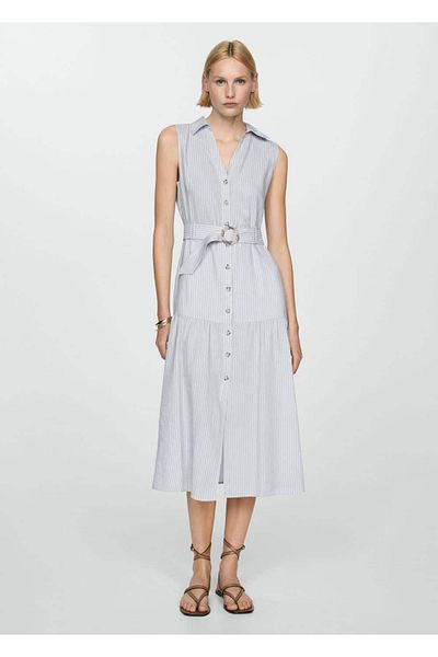 MANGO Woman Rochie cămașă cu centură