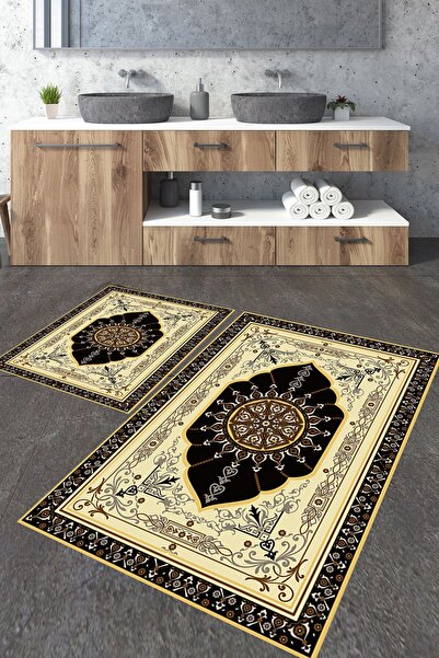 Homiko Set de 2 covorașe de baie mari cu model etnic clasic