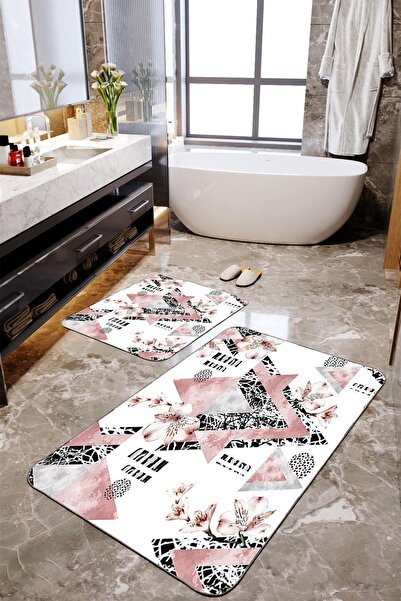 Homiko Σετ 2 μεγάλων μαξιλαριών μπάνιου με στάμπα με σχέδια σε πούδρα