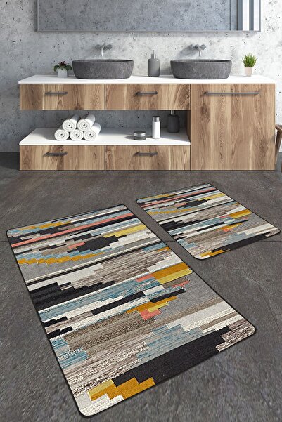 Homiko طقم سجادة حمام كبيرة الحجم مكون من قطعتين بنمط الكليم