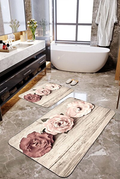 Homiko Set de 2 covorașe de baie mari, imprimate digital, moi