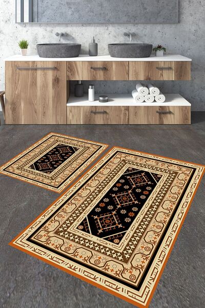 Homiko Ethnic Geometric Patterned Set of 2 Large Size Bath Mat