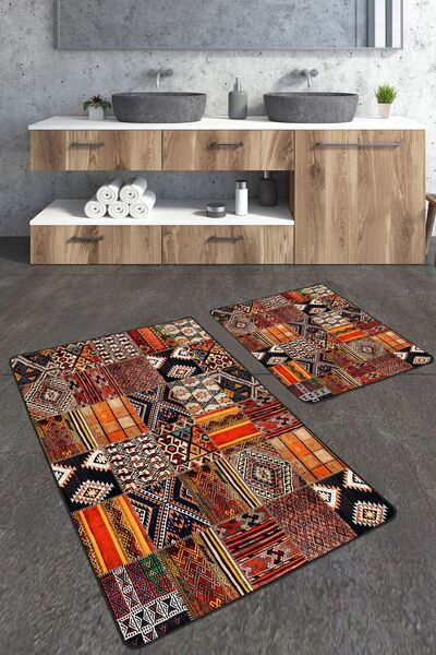 Homiko Σετ 2 μεγάλων ματιών μπάνιου με έθνικ σχέδια