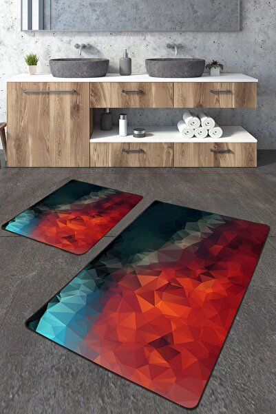 Homiko Set de 2 covorașe de baie mari de culoare roșie