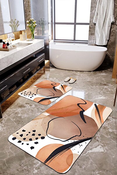 Homiko Set de 2 covorașe de baie mari cu model pastel