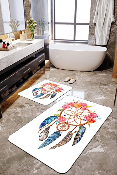 Homiko Σετ 2 μεγάλων μαξιλαριών μπάνιου με μοτίβο με πούπουλα