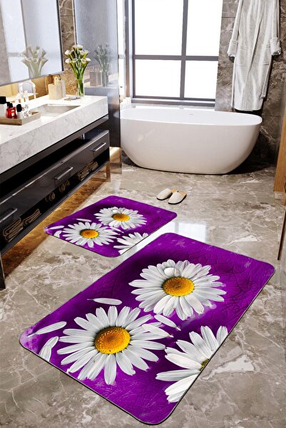 Homiko Set de 2 covorașe de baie mari cu margarete