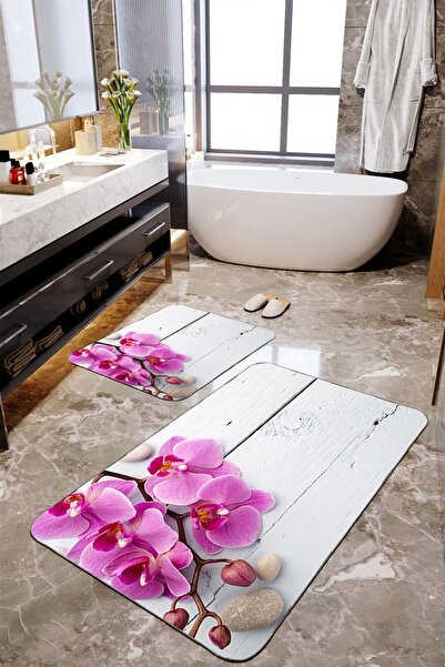 Homiko Комплект от 2 големи бани с орхидеен мотив