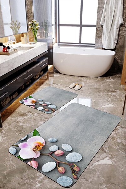 Homiko Set de 2 covorașe de baie mari din piatră gri