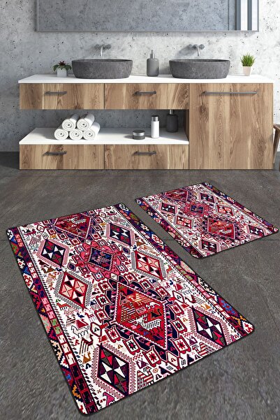 Homiko Set de 2 covorașe de baie mari, cu model de kilim țesute