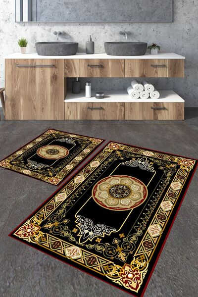 Homiko Ethnic 5-Patterned 2-Piece Large Size Bath Mat Set