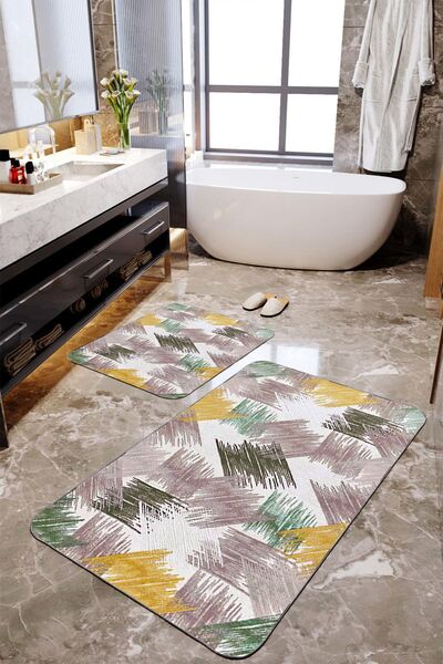 Homiko Set de 2 covorașe de baie mari cu model de perie