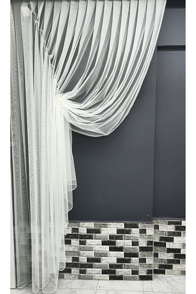 Art Perde Aripă stângă fără model pliat îngust (1/3) Mecanică dublu-cruce Cortina din tul grecesc potrivită pentru orice cameră Dublu-cruce