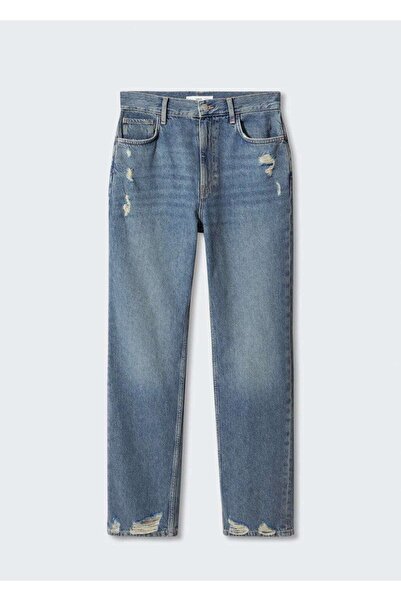 MANGO Woman Yırtık Detaylı Yüksek Belli Düz Kesim Jean
