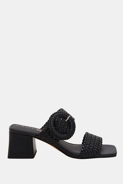 Katy Perry Gemm Woven Black Women's Heeled Slippers
