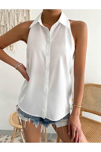 Generic Brand Women's Zero Sleeve Woven Viscose Fabric Shirt