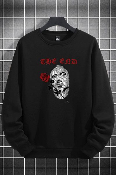 macklin Hanorac negru, unisex, cu imprimeu The End Gangsta