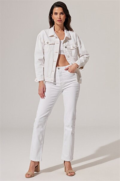 White By Nature Önden Cepli Denim Mont