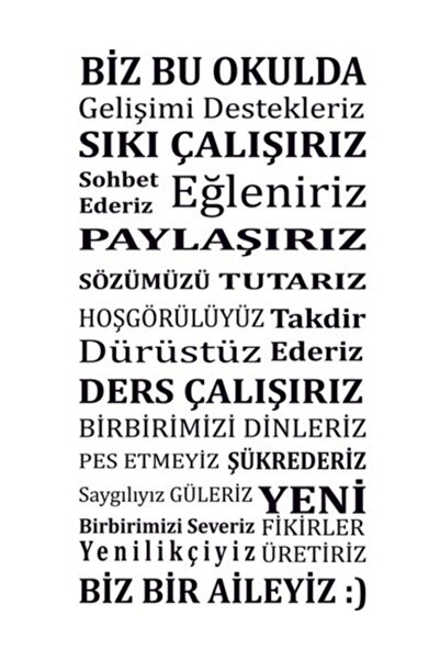Sticker Sepetim Okul Kuralları Dekoratif Duvar Sticker