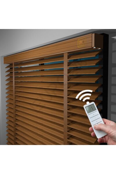 JaluziByEuro216 Redüktörlü / Zincirli Ahşap Jaluzi Perde 50 Mm %100 Ahşap Kur...
