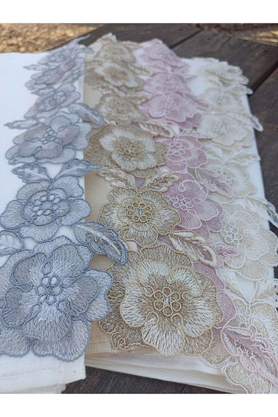 Çeyiz Bahçesi Σετ πετσετών βελούδου 4 τεμαχίων Rose Garden 3D French Lace 50&90
