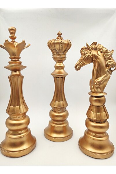 Tuğra Ev Aksesuar 3lü Satranç Takım Biblo Chess Trio