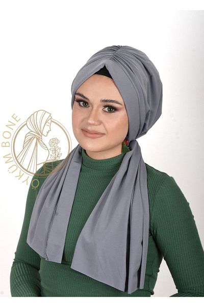 OykumBone Gray Plain Humor Sandy Fabric Ready Shawl /bone
