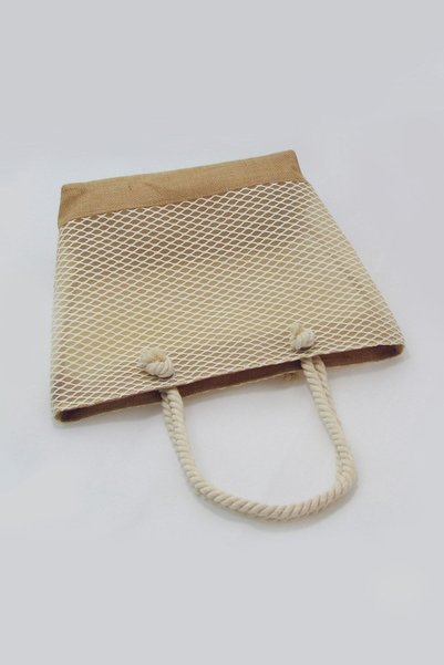 BLTBAGS Transparent Mesh Straw Beach Bag