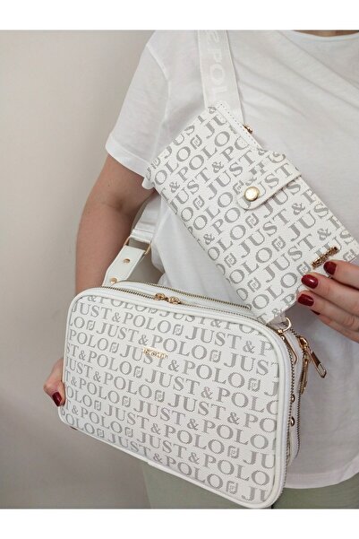 Just Polo White Shoulder Bag and Wallet Combination - Women's VE-2053