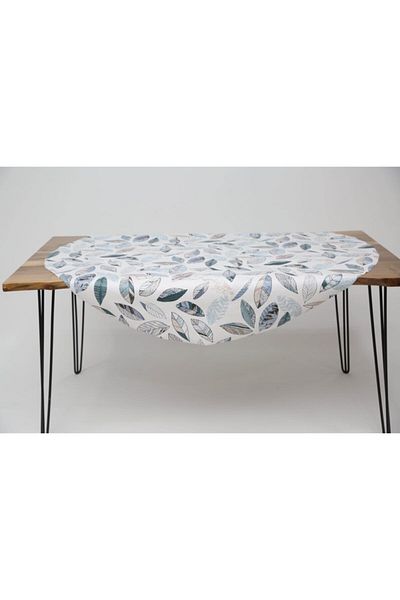 Fiesta PVC Tablecloth Oilcloth Stain Resistant, Non-Slip Leaf Pattern Round Tablecloth 140cm