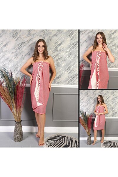 ROZET TEKSTİL Crveni Pamuk paket peškira za kupanje, plažu i putovanja, dijam...