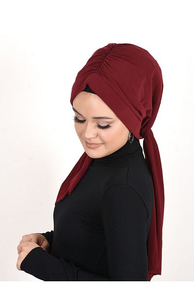 OykumBone Burgundy Plain Humor Sandy Fabric Ready Shawl /bone