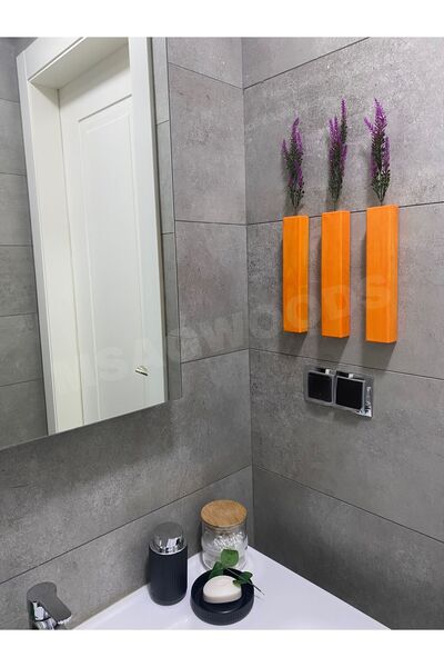 MSAĞWOODS 3 قطع من أصيص الزهور الخشبي للمطبخ والحمام والحديقة الشتوية البوهيمية الريفية والزهور الاصطناعية والشرفة هدية منزلية مهر