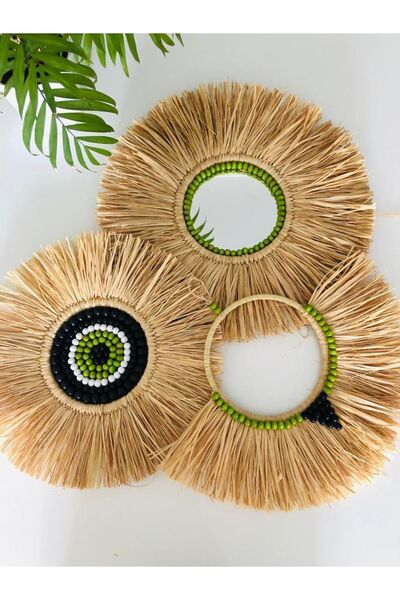 Genel Markalar Doğal Muz Lifi Ayna Ve Ahşap Boncuklu Duvar-ofis-balkon-bebek ...