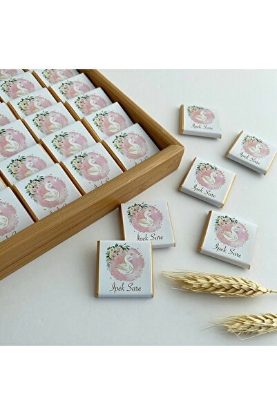 Genel Markalar 50 Adet İsme Özel Etiketli Sütlü Madlen Bebek Çikolatası, İsim...