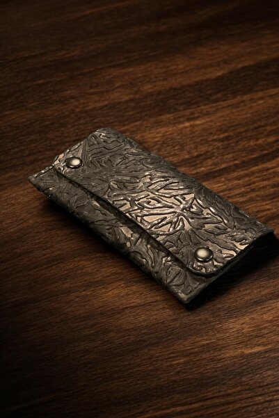 MAT Deri Tütün Kesesi Hakiki Deri Tütün Çantası Desenli Siyah Etnik Tütünlük ...