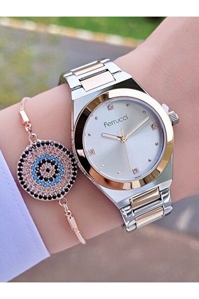 Ferrucci ساعة يد نسائية وسوار هدية
