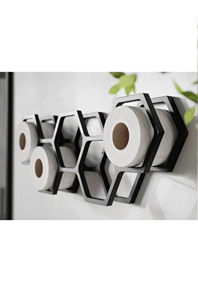 DFN WOOD حامل ورق التواليت الأسود رف ورق التواليت