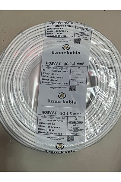 ÖZNUR 3x1,5 Ttr Kablo Beyaz Renk 5 Metre