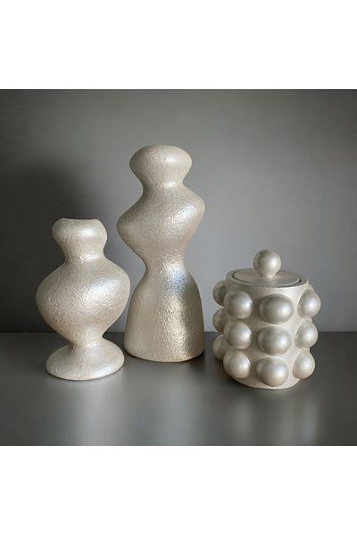 Luthien Decorative Pearlescent Box - Vase and Candlestick