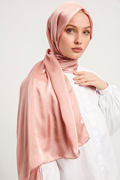 Saless Hijab Women's Janjan Crinkle Evening Dress Shawl-Powder- 70X190Cm