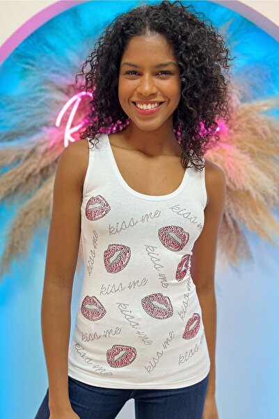 RICH GLAM Αμάνικο γυναικείο εσώρουχο από βαμβακερό εμπριμέ κρυστάλλινο πέτριν...