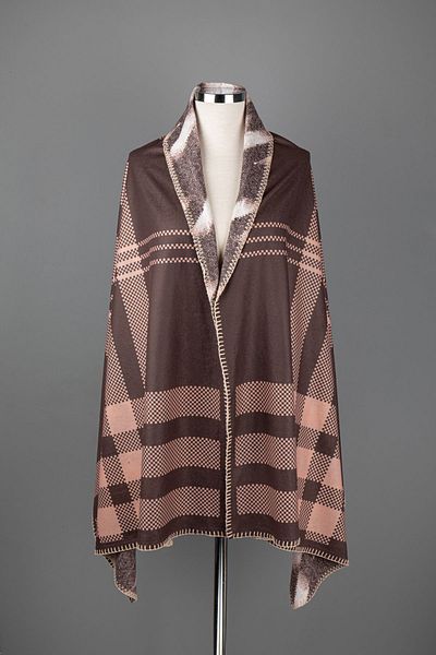 Saless Powder Colored Double Sided Patterned Shoulder Shawl
