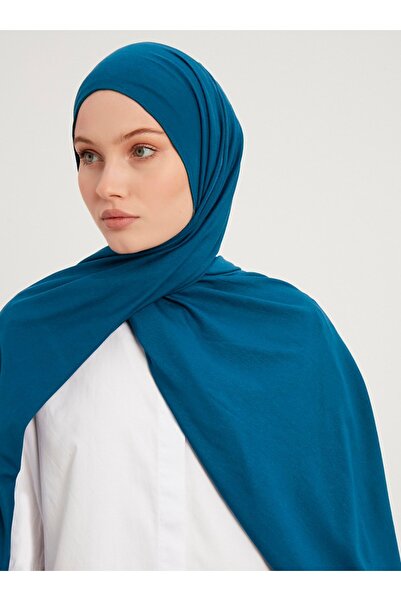 Şaless Σάλι Ocean Blue Lycra Χτενισμένο Βαμβακερό Viscose 70x180cm