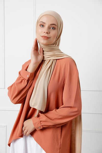 Saless Beige Viscose Combed Shawl - Lycra, 70x180cm