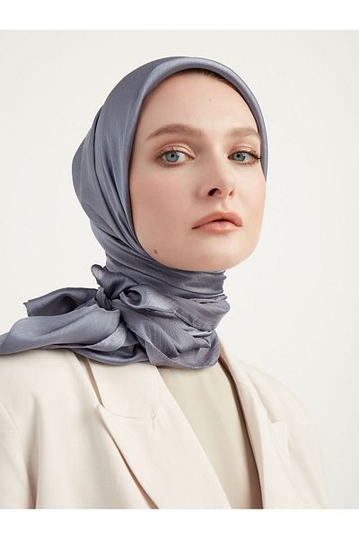 Saless Hijab Women's Janjan Crinkle Evening Scarf-Lighter Stone- 100X100Cm