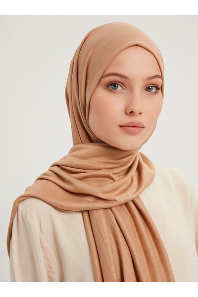 Saless Light Brown LycrA Combed Cotton Viscose ShAwl - 70x180cm